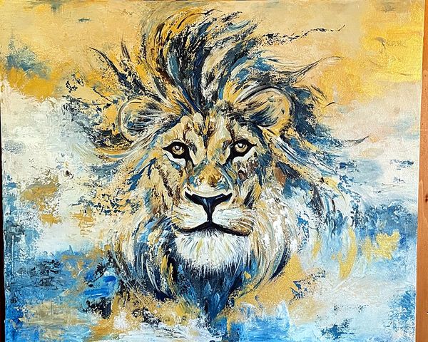 Lion — Spirit Animals — Acrylic, 30×24 in · Available — inquire