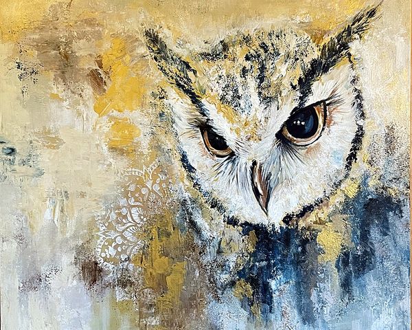 Owl — Spirit Animals — Acrylic, 30×24 in · Available — inquire